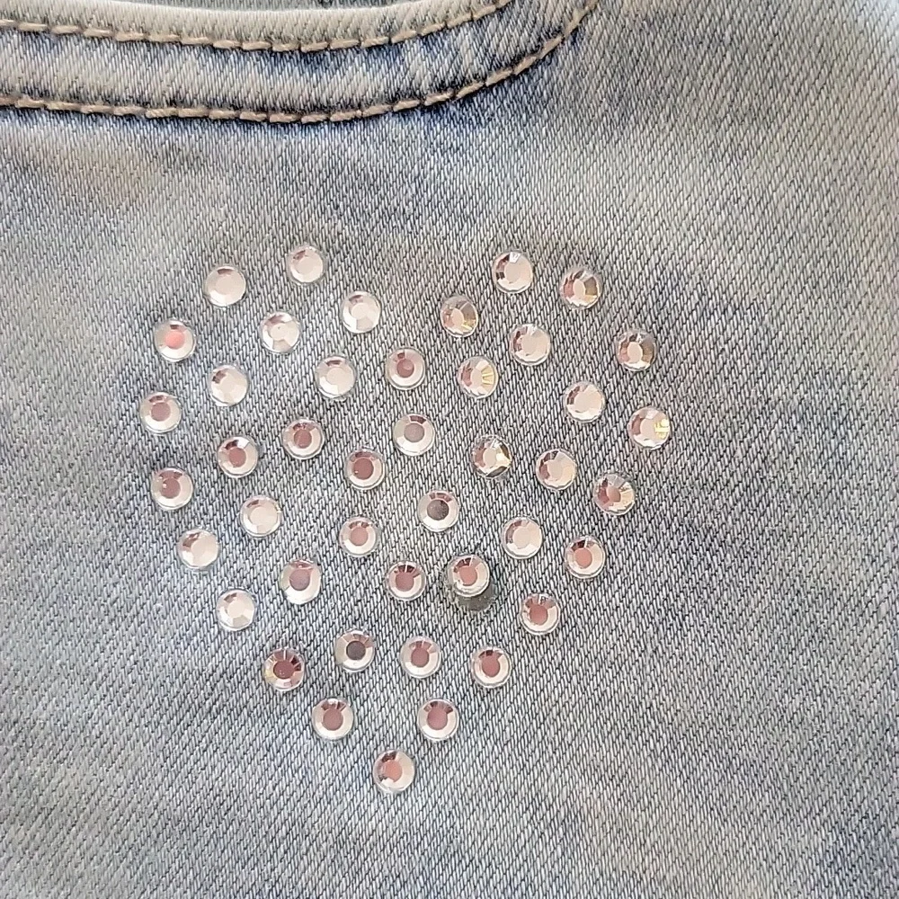 Justice Rhinestone Heart Mini Mom Jeans Light Wash Girls Size 12 Slim